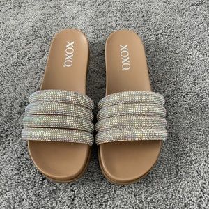 Brand new XOXO Jolie Jeweled/Rhinestone Slides. Size 7M. Never worn!